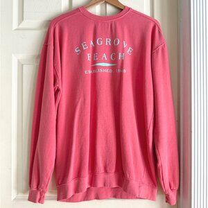 size L Trading Co. Seagrove Beach sweatshirt coral pink/blue oversized